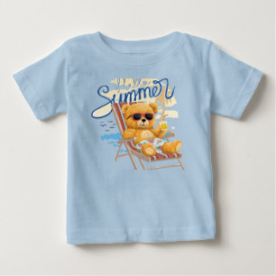 Cute Summer Teddy Bear on Beach - Baby & Toddler S T-Shirt