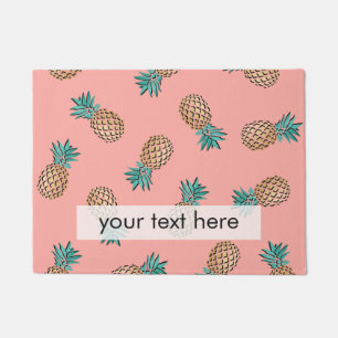 cute summer tropical faux gold pineapple pattern doormat