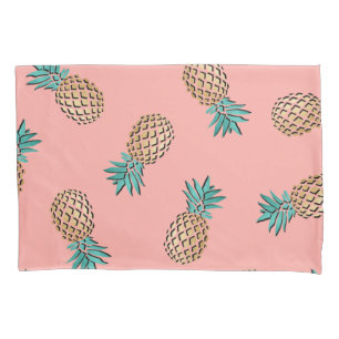 cute summer tropical faux gold pineapple pattern pillowcase