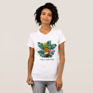 Cute Summer Tropical Flamingo and Pineapple  T-Shirt