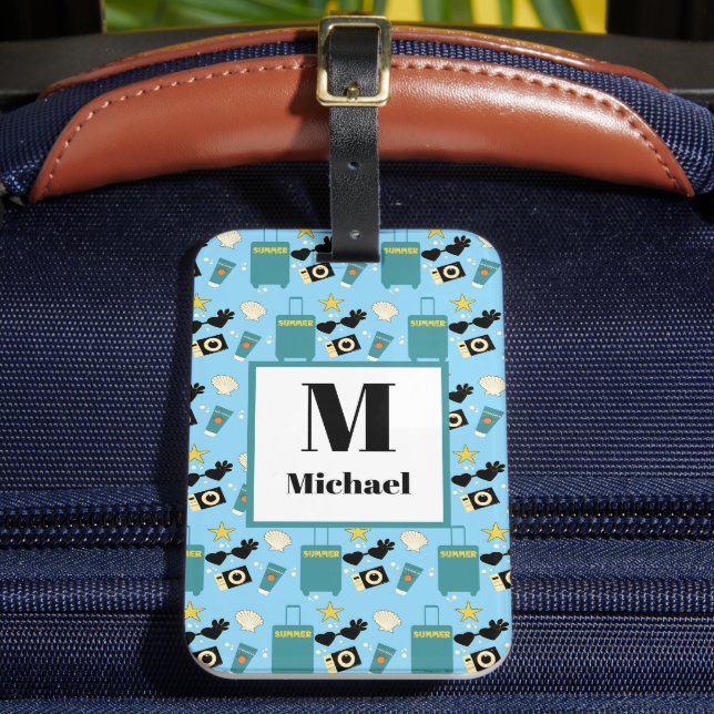 Cute Summer Vacation Elements Luggage Tag (Front Insitu 2)