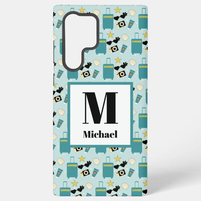 Cute Summer Vacation Elements Samsung Galaxy S22 Ultra Case (Back)