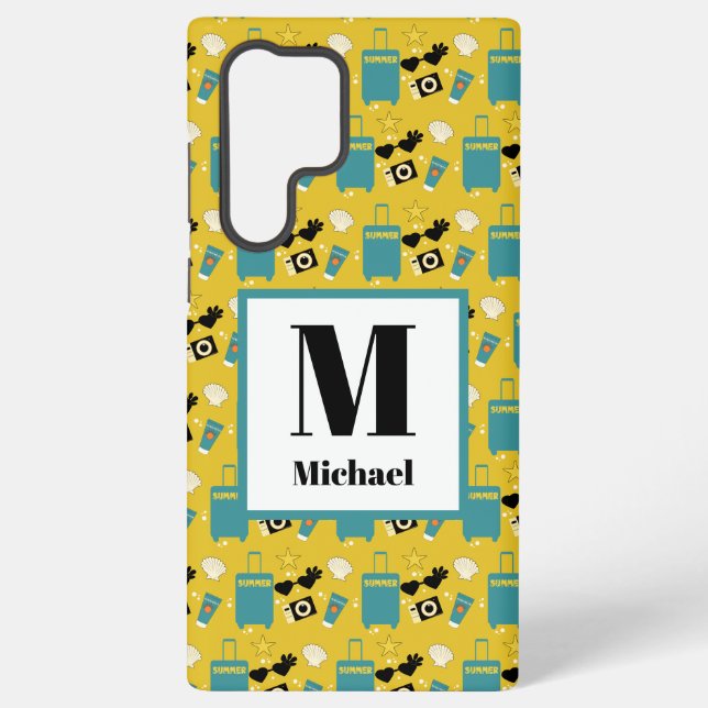 Cute Summer Vacation Elements Samsung Galaxy S22 Ultra Case (Back)