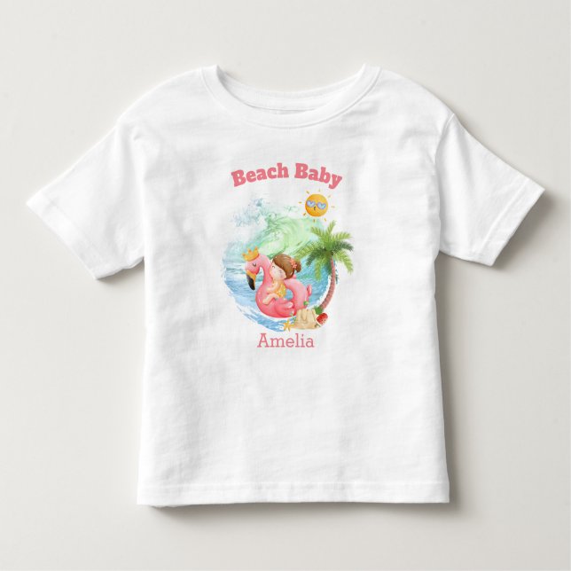 Cute Summer Vacation Name Beach Girl Toddler T-Shirt (Front)