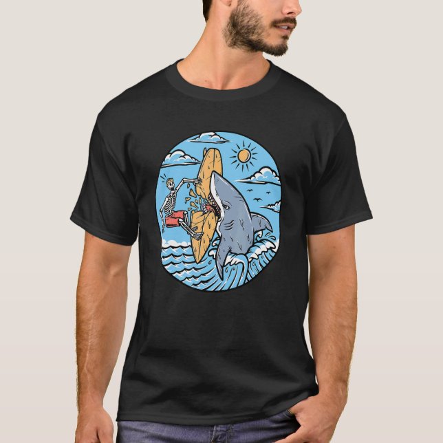 Cute Summer Vibes E Boy And Girl Skeleton Flamingo T-Shirt (Front)