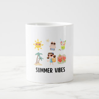 cute summer vibes shirt for kids. large coffee mug