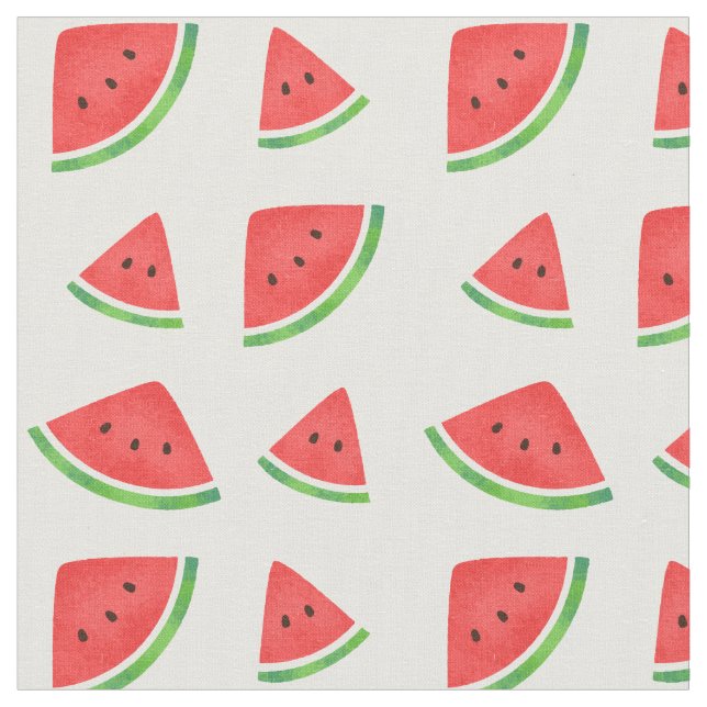 Cute Summer Watercolor Watermelon Fabric (Close Up)