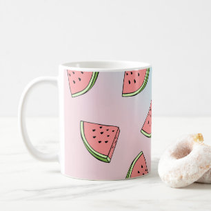 Cute summer watermelon pattern pastel pink & blue coffee mug
