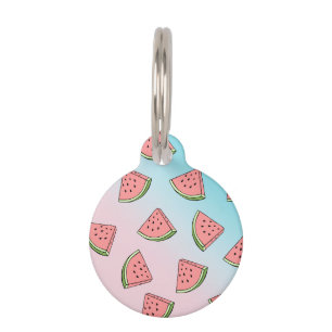 Cute summer watermelon pattern pastel pink & blue pet tag