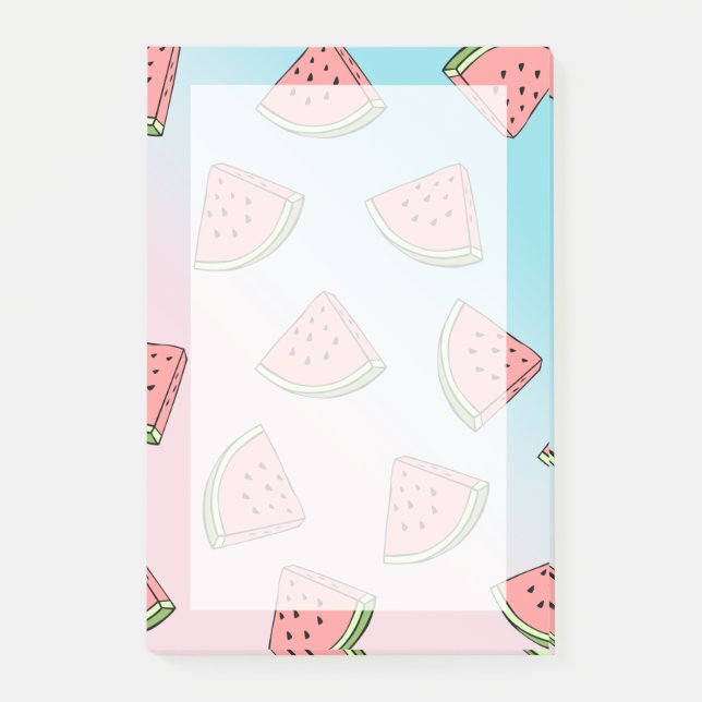 Cute summer watermelon pattern pastel pink & blue post-it notes (Front)
