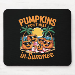 Cute Summerween Ghost Funny Beach Halloween Mouse Pad