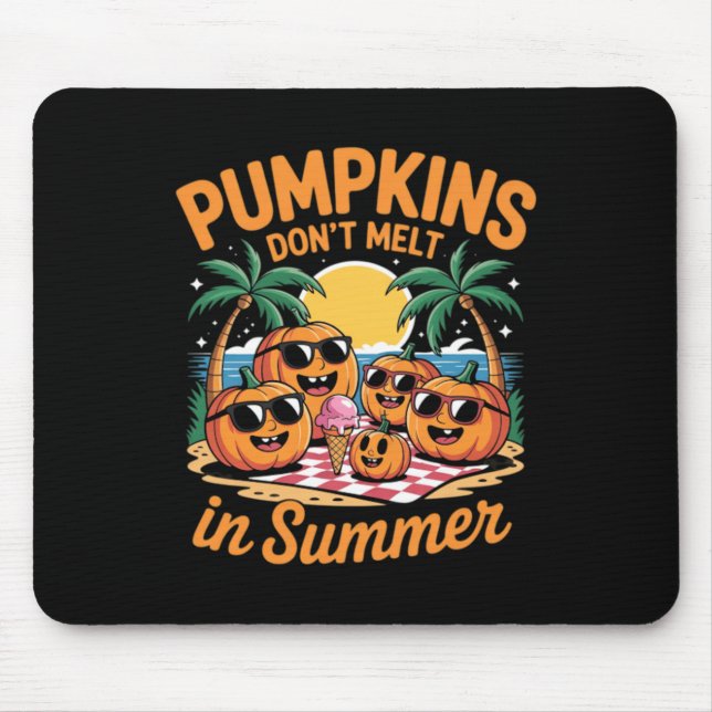 Cute Summerween Ghost Funny Beach Halloween Mouse Pad (Front)
