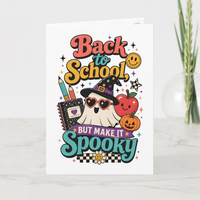 Cute Summerween Teacher Back to School Spooky  Card (Front)