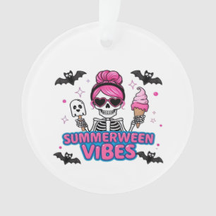 Cute Summerween Vibes Skeleton IceCream Summer Vac Ornament