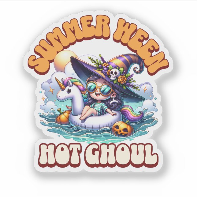 Cute Summerween Witch Unicorn Pool Float Halloween (Front)