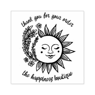 Cute Sun and Flowers CUSTOM Order Thank You  Rubber Stamp