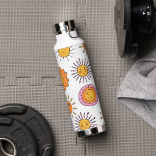 Cute Sun Baby Doodle Seamless Pattern Water Bottle