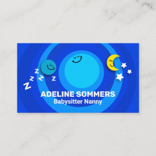 Cute Sun Babysit Sleeping Earth Moon Nanny Service Business Card