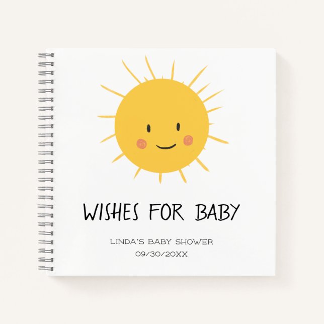 Cute Sun Boy Baby Shower Guest Book (Front)