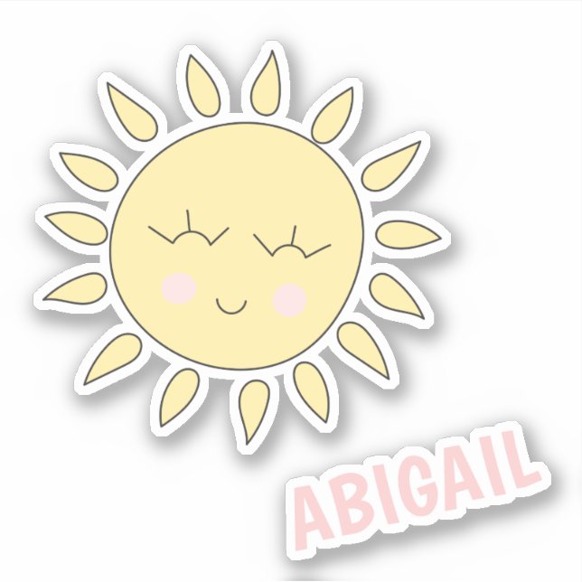Cute Sun Cartoon - Personalised Kids'  Sticker (Front)