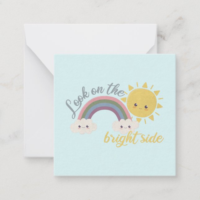 Cute Sun, Cloud & Rainbow: Look on the Bright Side Card (Front)