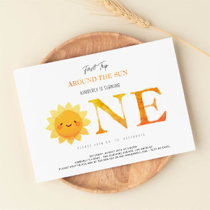 Cute Sun First Trip Around the Sun First Birthday Invitation