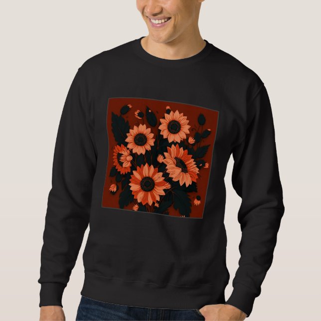 Cute Sun Flower Illustration Unique Leaf Plants Wo Sweatshirt (Front)