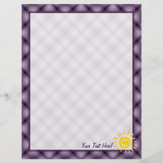 Cute Sun & Heart on Purple Plaid