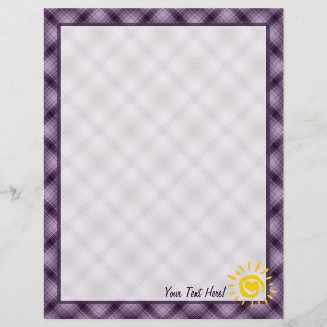 Cute Sun & Heart on Purple Plaid (Front)