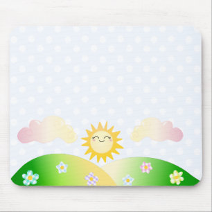Cute sun kawaii cartoon mouse pad