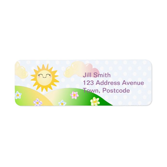 Cute sun kawaii cartoon return address label (Front)