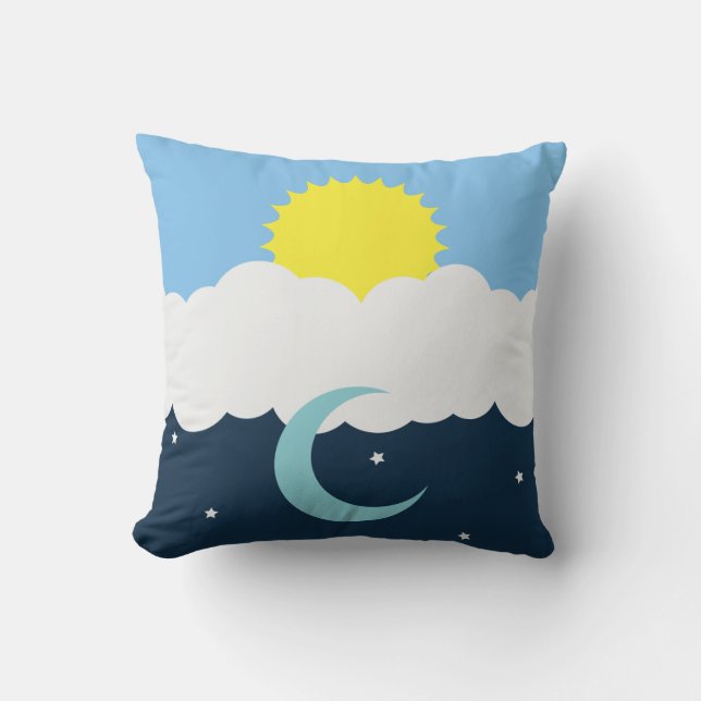 Cute Sun Moon and Stars Baby Illustration Cushion (Front)
