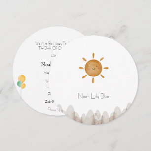Cute Sun Mountains Baby Announcement Card