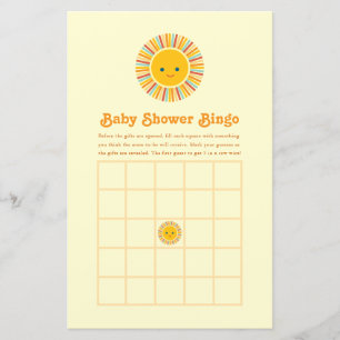 Cute Sun Orange and Yellow Baby Shower Bingo Game