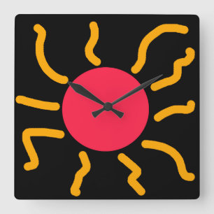 Cute sun square wall clock