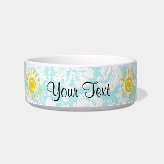 Cute Sun; Teal Damask Bowl