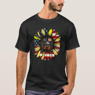 Cute Sunflower American Doberman Pinscher Dog T-Shirt