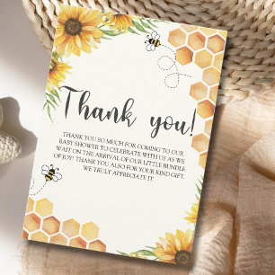Cute Sunflower Bee Baby Shower Thank You Card