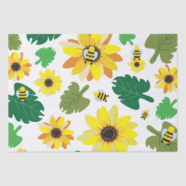 Cute Sunflower Bee Tissue Paper (Front)