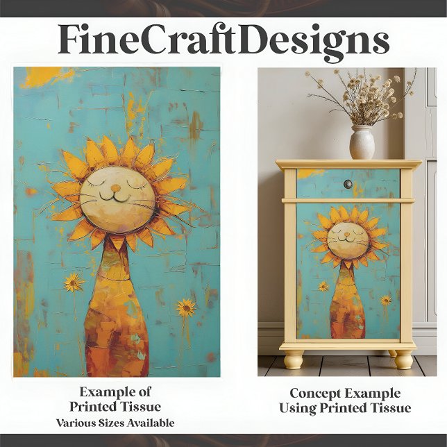 Cute Sunflower Cat Enjoying The  Sun Painting C5L Tissue Paper (Creator Uploaded)