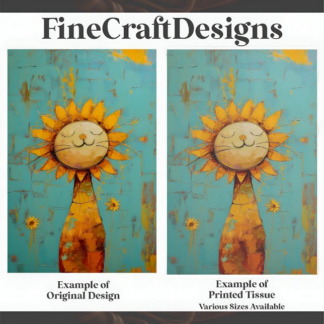 Cute Sunflower Cat Enjoying The  Sun Painting C5R Tissue Paper (Creator Uploaded)