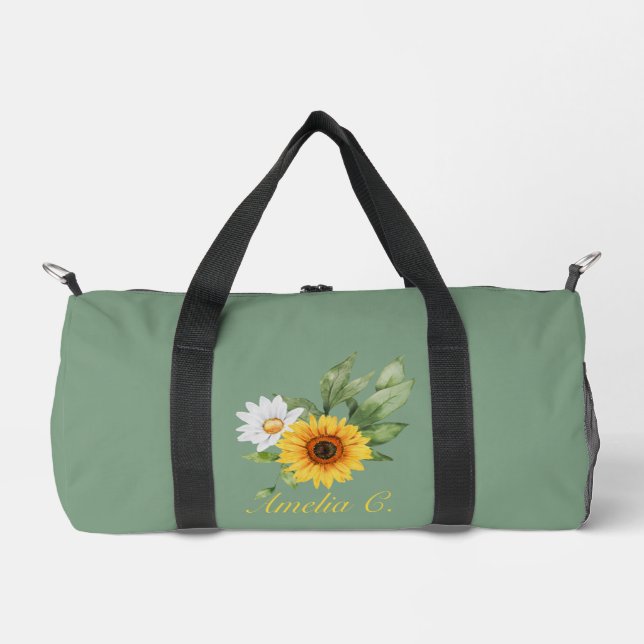 Cute Sunflower & Daisy  Duffle Bag (Front)