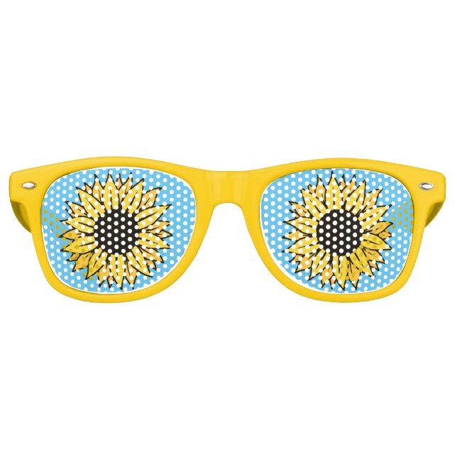 Cute Sunflower Eyes Yellow Flower Child Retro Retro Sunglasses (Front)