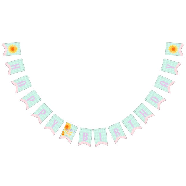 Cute Sunflower First Birthday  Bunting (All)