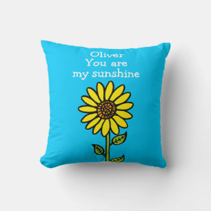 Cute Sunflower Illustration Personalised Name  Cushion
