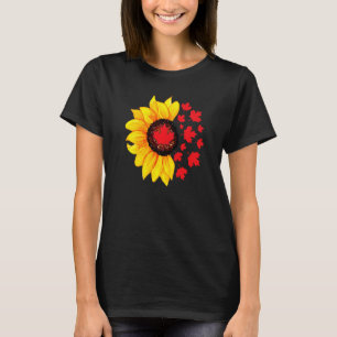 Cute Sunflower & Maple Leaf Canadian Flag Happy Ca T-Shirt