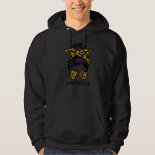 Cute Sunflower Messy Bun Mum Mother's Day Cute Mo Hoodie