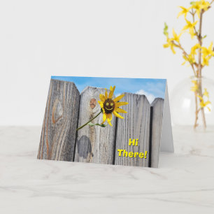 Cute Sunflower Peeking Through Fence Birthday Card