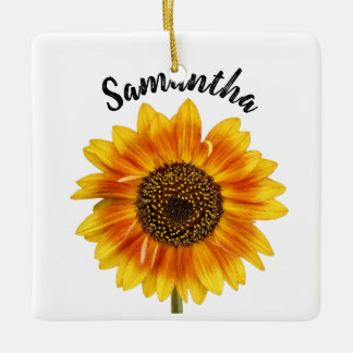 Cute Sunflower Personalised Ceramic Ornament