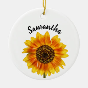 Cute Sunflower Personalised Ceramic Ornament